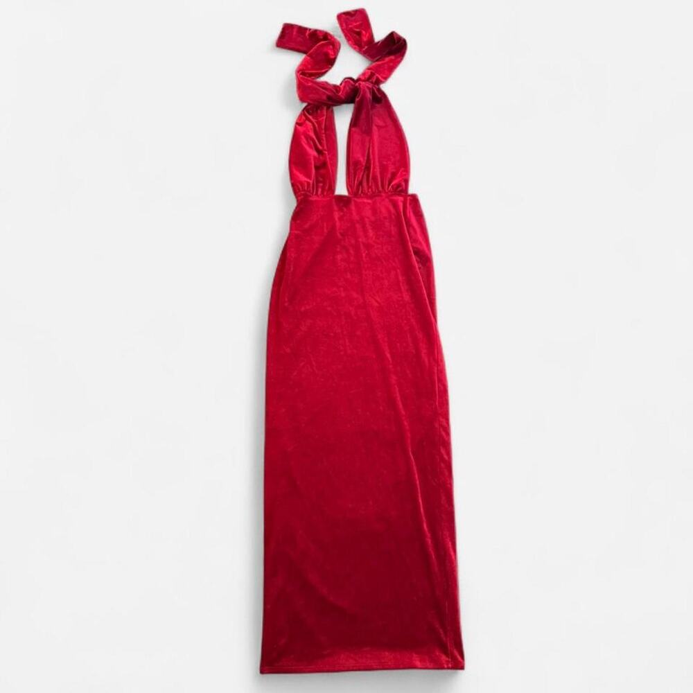 Asos design red velvet halter